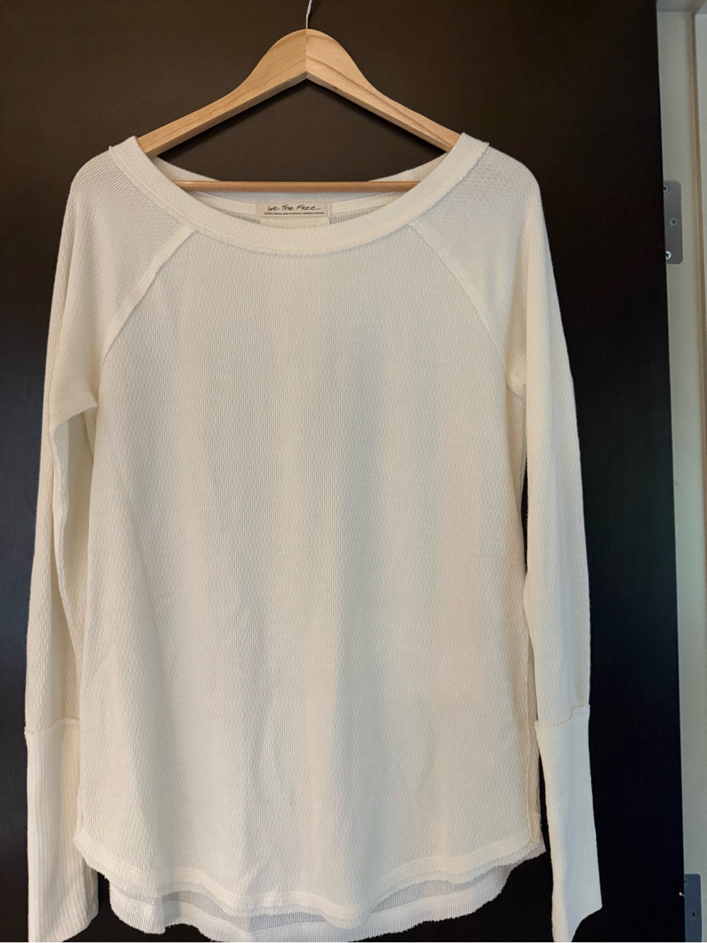 We The Free Cream Waffle Knit Long Sleeve Pullover